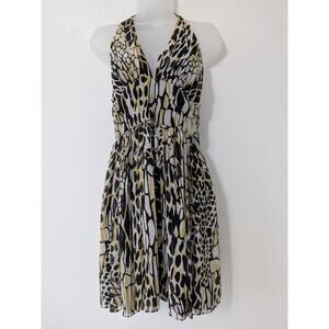 VTG Marc Bouwer Womens Silk Animal Print Halter Dress Size 8 Retro‎ Wimsygoth